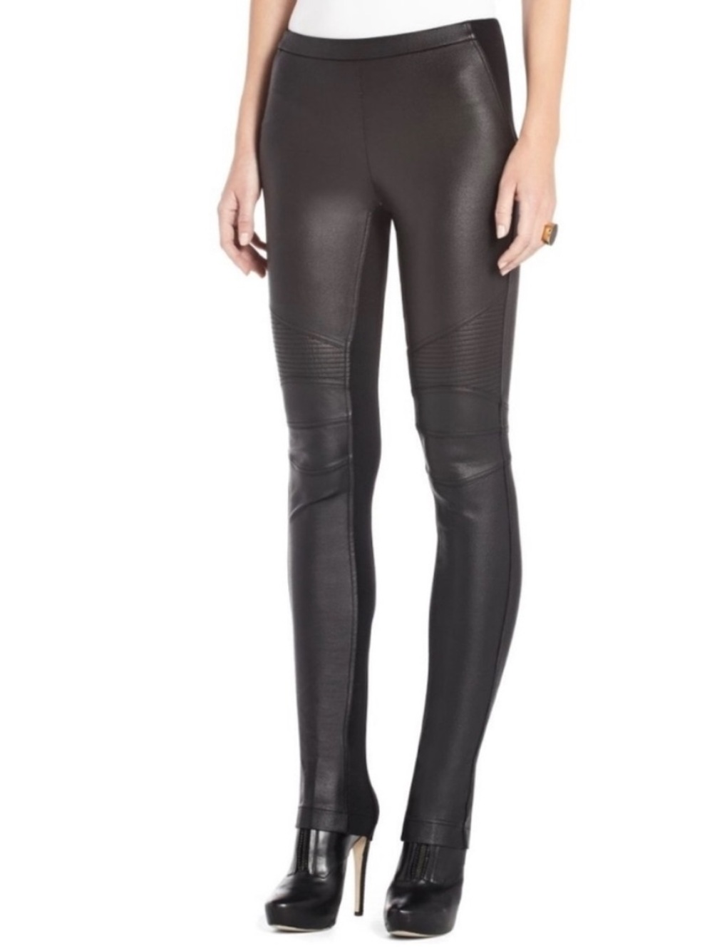 Bcbaxazria black Maddock faux leather pull on pants leggings size S